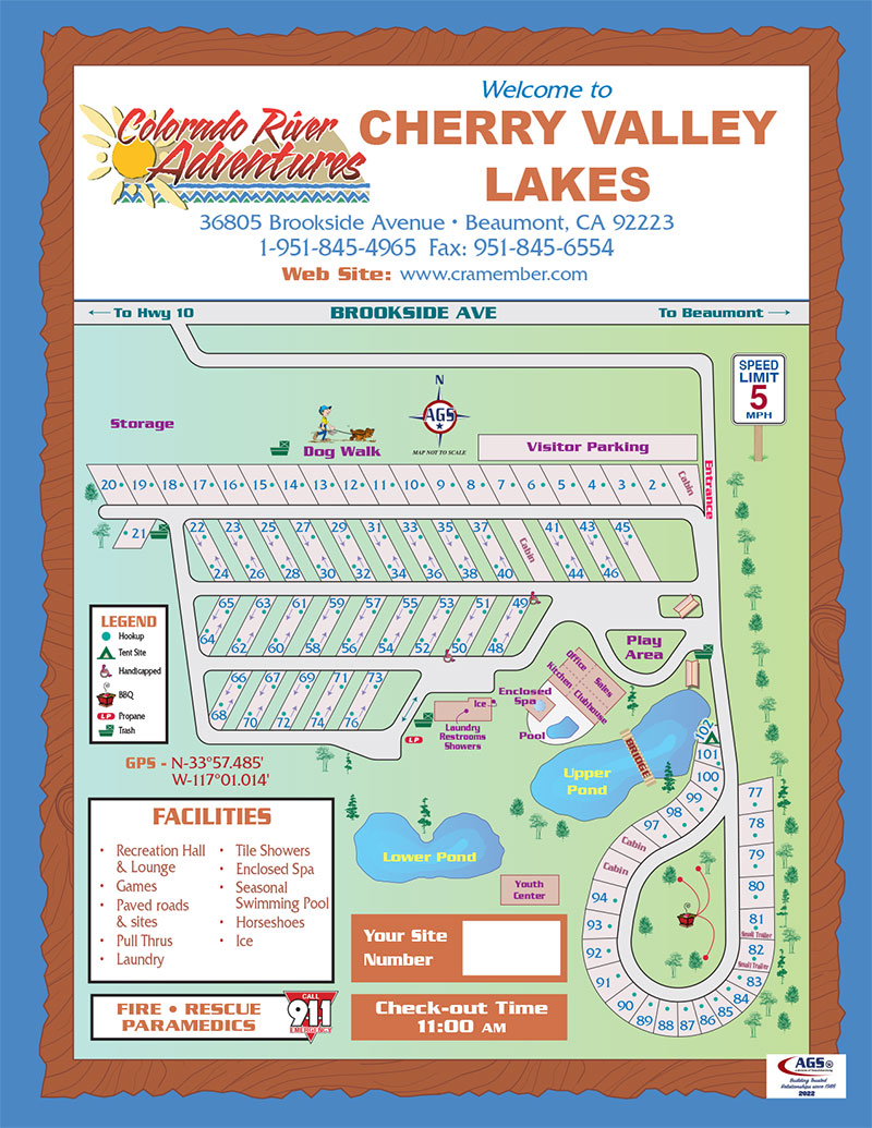 Cherry Valley Park Map Cherry Valley Lakes Resort